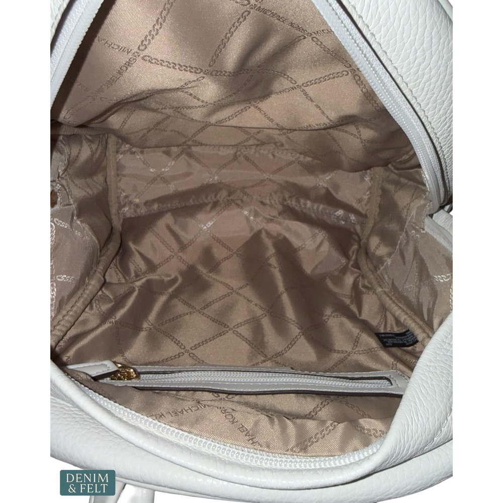 Michael Kors Bex Medium Pebbled Leather Backpack Optic White Leather Travel - Picture 13 of 16